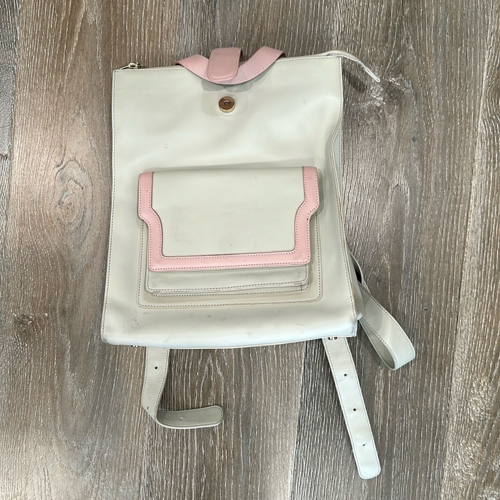 Pika real leather pink+grey backpack